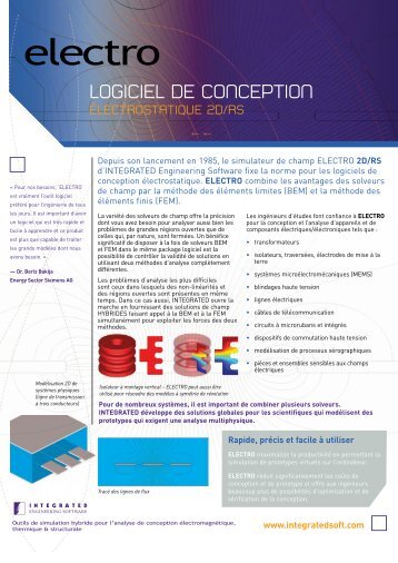 Fiche du Produit Electro - INTEGRATED Engineering Software