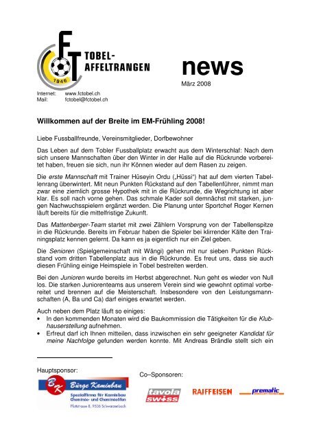 News MÃ¤rz 2008 - FC Tobel-Affeltrangen