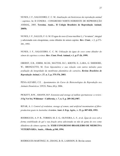 AvaliaÃ§Ã£o de SÃªmen Ovino refrigerado diluÃ­do em ... - Cstr.ufcg.edu.br