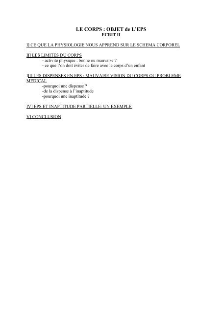 Le Corps Objet De L Eps Eduka