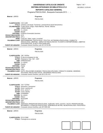 Adquisiciones PsicologÃ­a - Universidad CatÃ³lica de Oriente