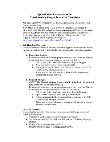 Qualification Requirements for Muzzleloading Shotgun Instructor ...