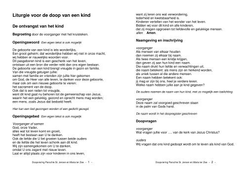 Liturgie voor de doop van een kind - Maria ter Zee