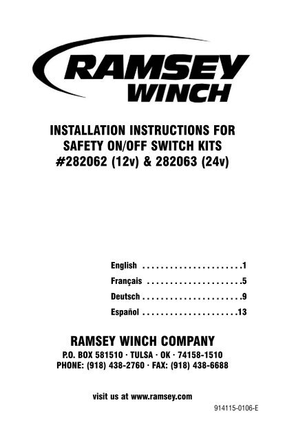 12v) & 282063 (24v) - Ramsey Winch