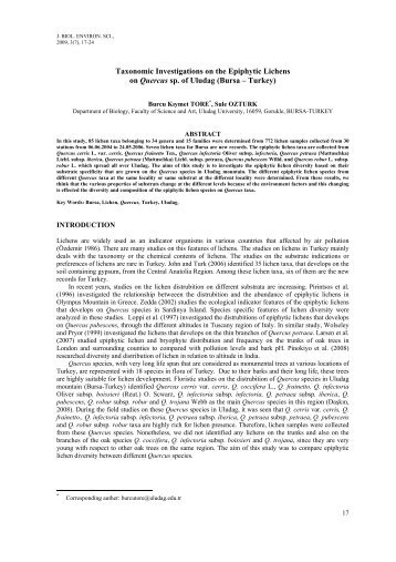 Taxonomic Investigations on the Epiphytic Lichens on Quercus sp ...