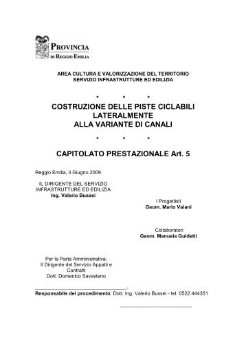 2009 Capitolato Prestazionale art5.pdf - Provincia di Reggio Emilia