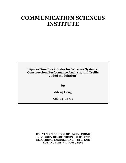 Space-Time Block Codes for Wireless Systems - The ...