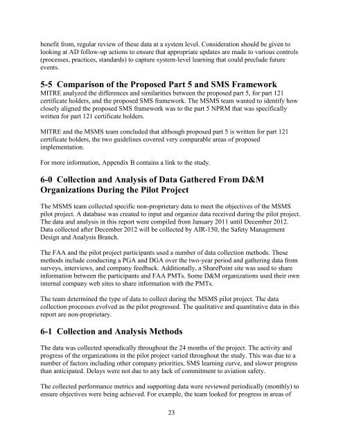 2009 SMS Pilot Project (SMSPP) Analysis - FAA