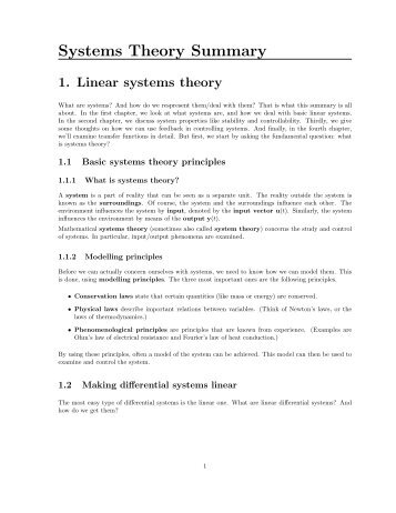 Systems Theory Summary - Full Version - Aerostudents