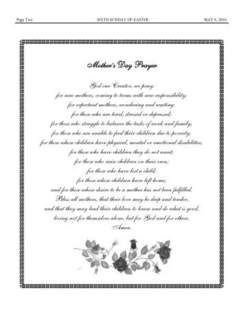 Mother's Day Prayer - St. Agnes Parish