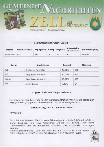 Gemeindenachrichtenblatt 09/2009 (1,17 MB) - Zell am Pettenfirst
