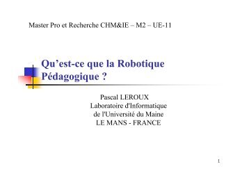 le domaine de la robotique pédagogique - Site Master CHM&IE ...