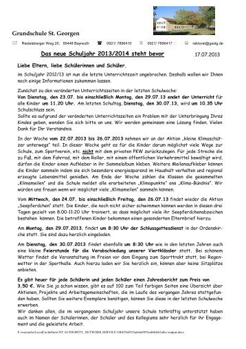 Elternbrief zum Schuljahresbeginn 2013/14 - Grundschule St ...
