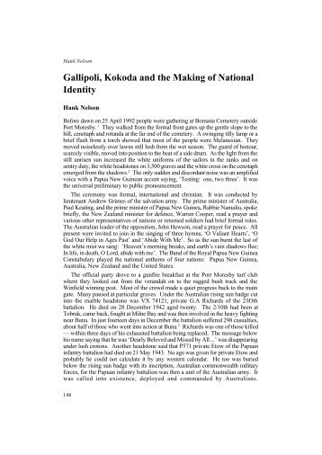 Gallipoli, Kokoda and the Making of National Identity - [API] Network