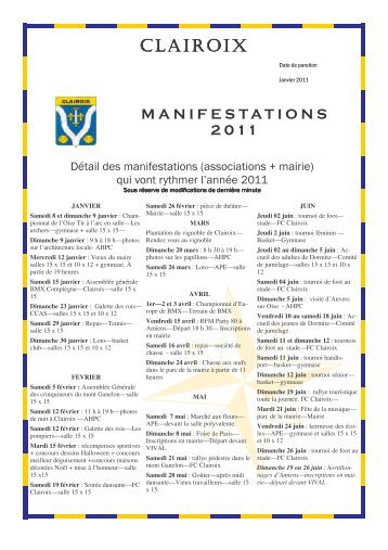 (agenda des manifestations modÃ¨le 1) - Mairie de Clairoix