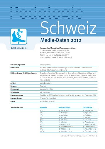 Media-Daten 2012 - Schweizerischer Podologen-Verband SPV