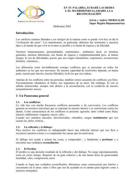 2 El Matrimonio Llamado A La Reconciliacia N Equipes Notre Dame