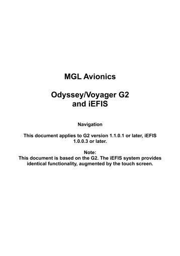 iEFIS and G2 navigation manual - MGL Avionics