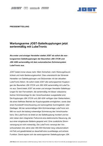 Wartungsarme JOST-Sattelkupplungen jetzt ... - JOST-World