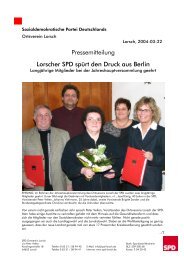 Pressemitteilung Lorscher SPD spÃ¼rt den Druck aus ... - SPD Lorsch