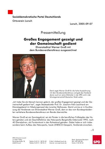 Pressemitteilung GroÃes Engagement gezeigt und der ... - SPD Lorsch