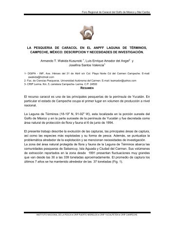 la pesqueria de caracol en el anpff laguna de tÃ©rminos ... - Inapesca