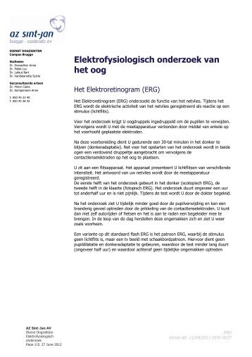 Elektrofysiologisch onderzoek van het oog - AZ Sint-Jan Brugge
