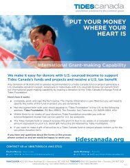 Put Your money Where Your heart Is - Tides Canada Foundation