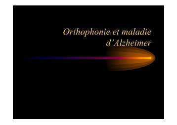 Orthophonie et maladie d'Alzheimer - Unadreo