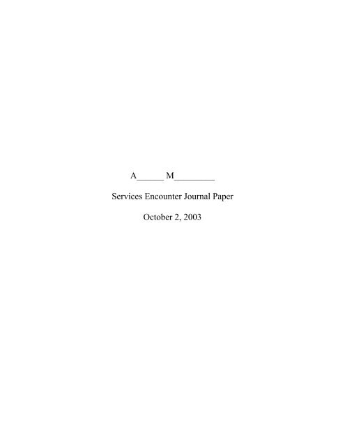 Service encounters thesis