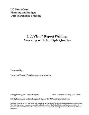 InfoView Report Writing: Working With Multiple Queries - Office of ...