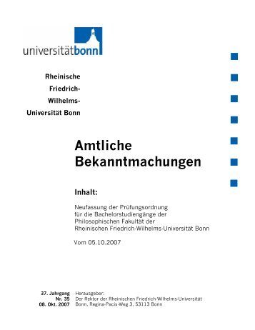 Neue Bachelor-Prüfungsordnung - Universität Bonn