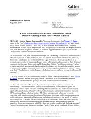 For Immediate Release Katten Muchin Rosenman Partner Michael ...