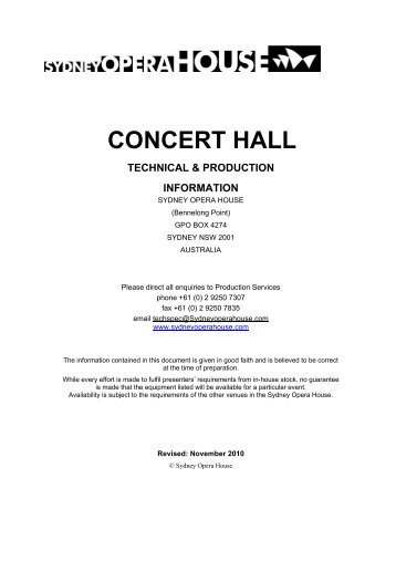 Concert Hall Technical Specifications
