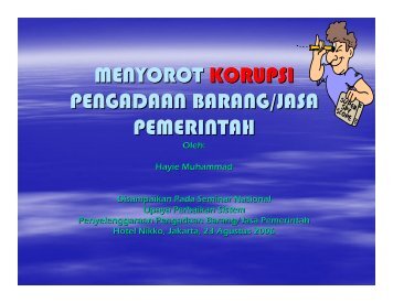 menyorot korupsi pengadaan barang/jasa pemerintah - KPPU