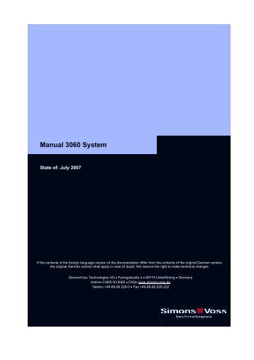Manual 3060 System - SimonsVoss technologies