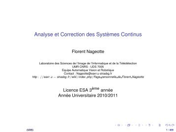 Analyse et Correction des SystÃ¨mes Continus - Automatique Vision ...