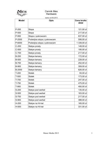 Mes Hardware cennik detal 06.2013.pdf - Music Media