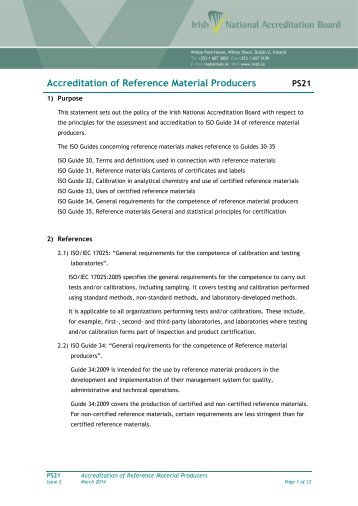 Accreditation of Reference Material Producers - INAB