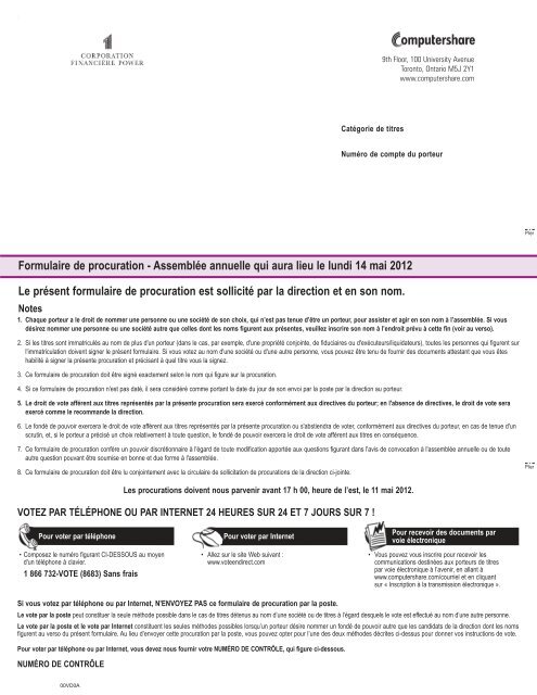 C1234567890 X X X Formulaire de procuration - Assemblée ...