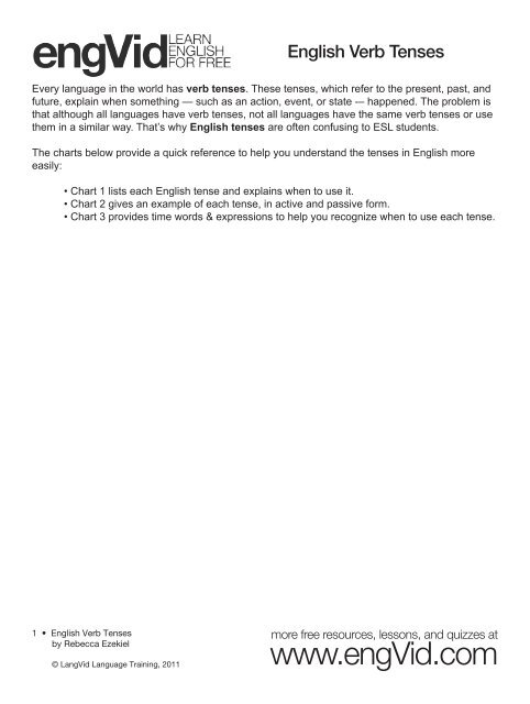 Evres English Verb Tenses