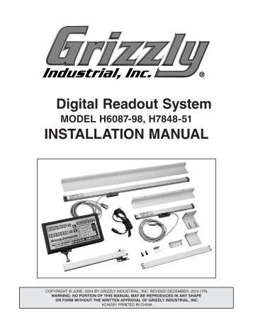 Sino Digital Readouts Operation Manual