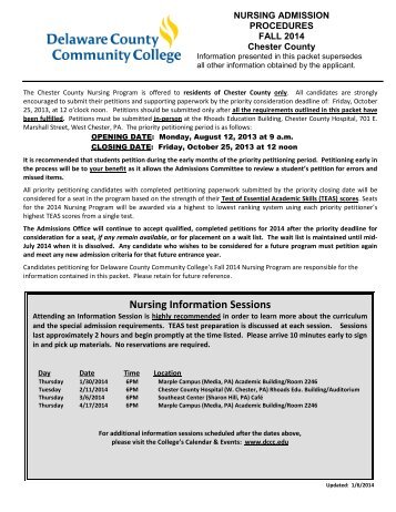 Nursing Information Sessions - Delaware County Community College