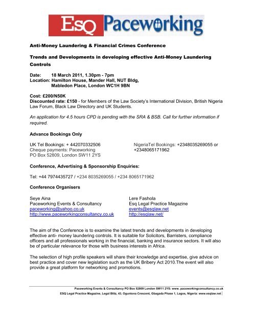 Anti-Money Laundering & Financial Crimes Conference - The Law ...