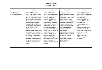 Writing Rubric Grade 6 Term 1