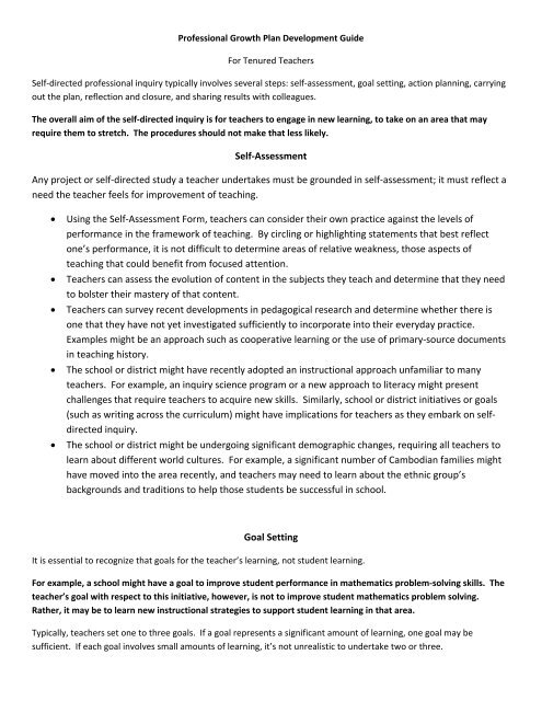 Tenured Teacher Professional Growth Plan Development Guide