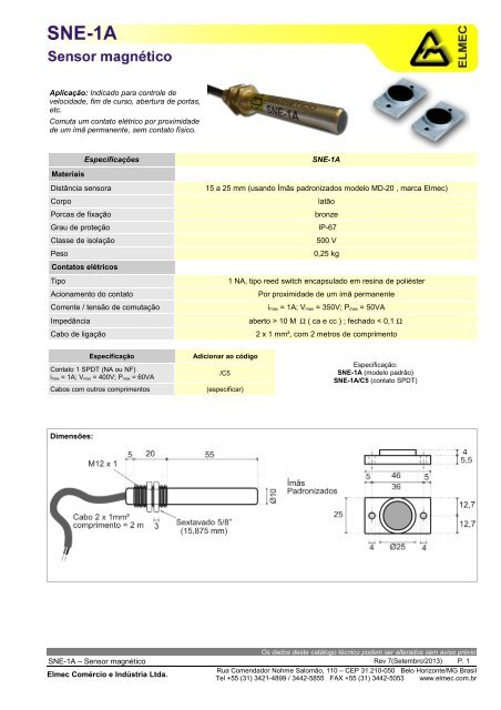 SNE-1A - Elmec ComÃ©rcio e IndÃºstria Ltda