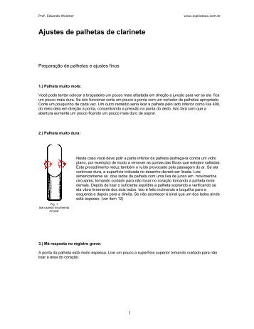 Ajustes de palhetas de clarinete