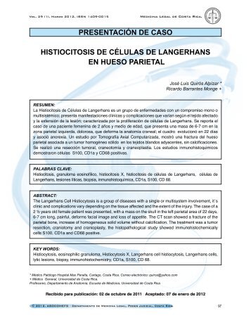 Histiocitosis d ... hans en hueso parietal.pdf - Universidad de Costa ...