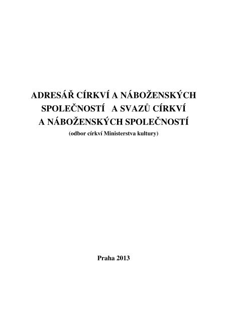 ADRESÃÅ CÃRKVÃ A NÃBOÅ½ENSKÃCH SPOLEÄNOSTÃ A SVAZÅ® ...